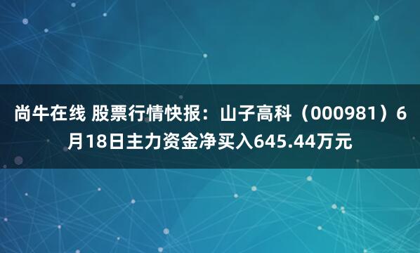 尚牛在线 股票行情快报：山子高科（000981）6月18日主力资金净买入645.44万元