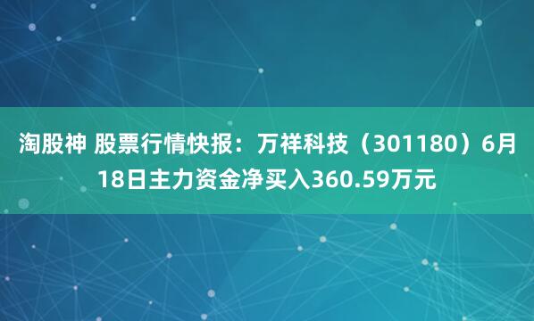 淘股神 股票行情快报：万祥科技（301180）6月18日主力资金净买入360.59万元