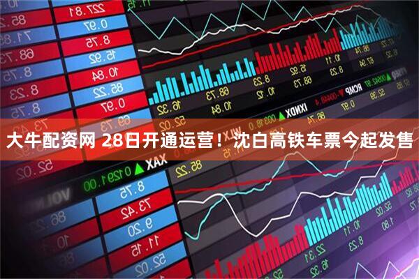 大牛配资网 28日开通运营！沈白高铁车票今起发售